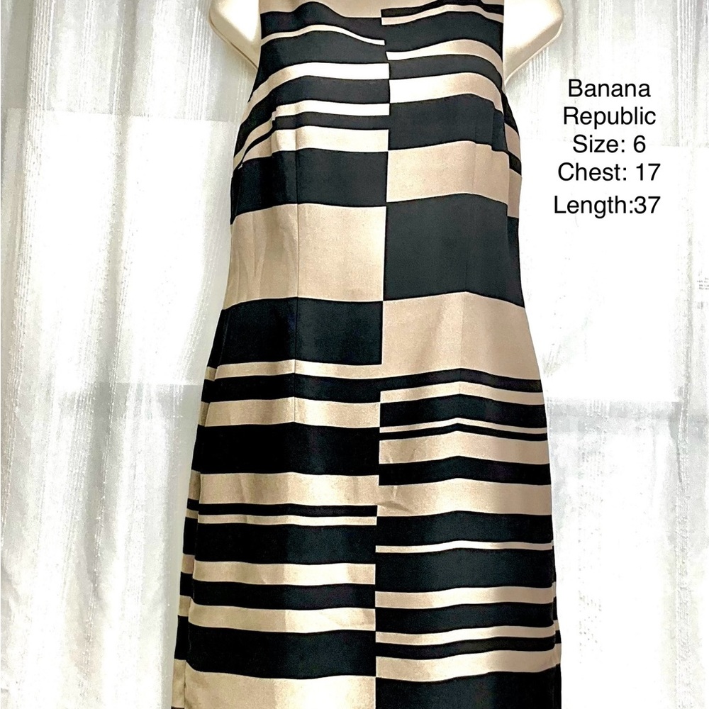 Banana Republic Black and Cream Striped Mini Dress